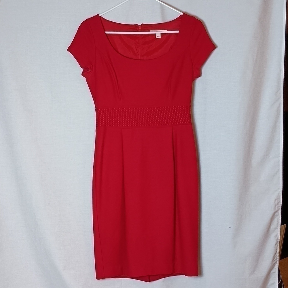 Banana Republic 100% Wool A-Line Scoop Neck Red Holiday Dress